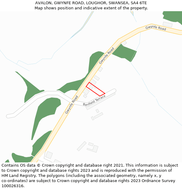 AVALON, GWYNFE ROAD, LOUGHOR, SWANSEA, SA4 6TE: Location map and indicative extent of plot