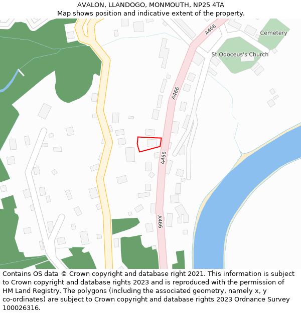 AVALON, LLANDOGO, MONMOUTH, NP25 4TA: Location map and indicative extent of plot