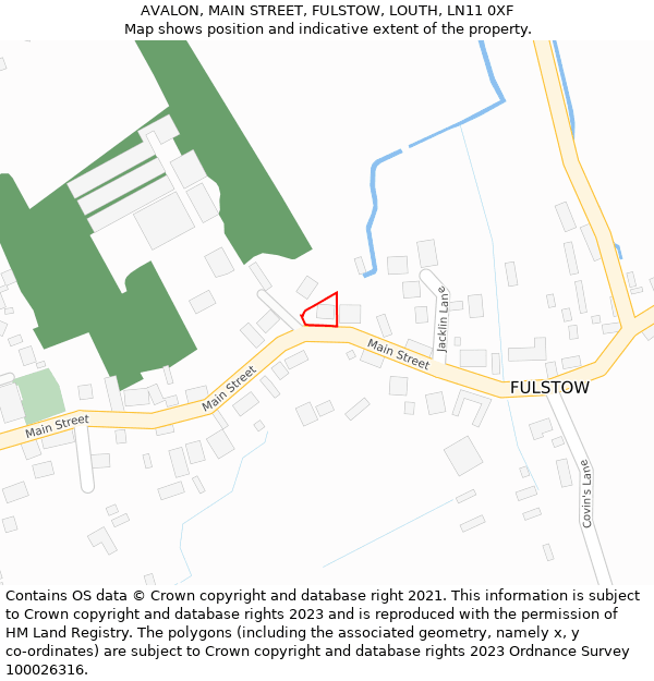 AVALON, MAIN STREET, FULSTOW, LOUTH, LN11 0XF: Location map and indicative extent of plot