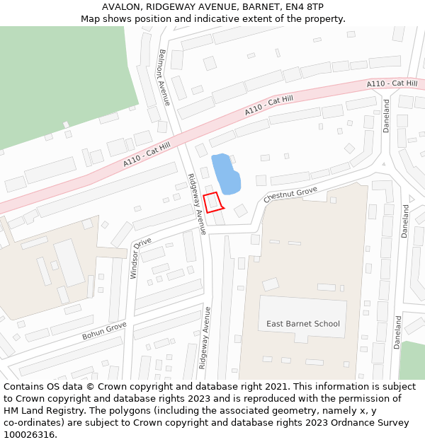 AVALON, RIDGEWAY AVENUE, BARNET, EN4 8TP: Location map and indicative extent of plot