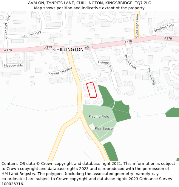 AVALON, TANPITS LANE, CHILLINGTON, KINGSBRIDGE, TQ7 2LG: Location map and indicative extent of plot