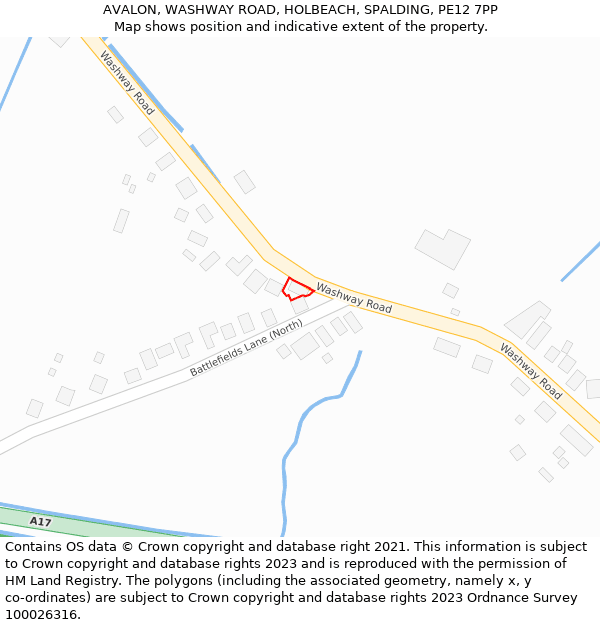 AVALON, WASHWAY ROAD, HOLBEACH, SPALDING, PE12 7PP: Location map and indicative extent of plot