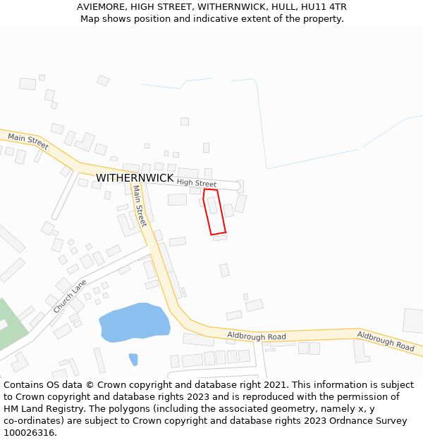 AVIEMORE, HIGH STREET, WITHERNWICK, HULL, HU11 4TR: Location map and indicative extent of plot