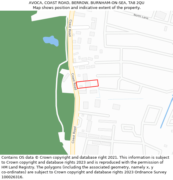 AVOCA, COAST ROAD, BERROW, BURNHAM-ON-SEA, TA8 2QU: Location map and indicative extent of plot