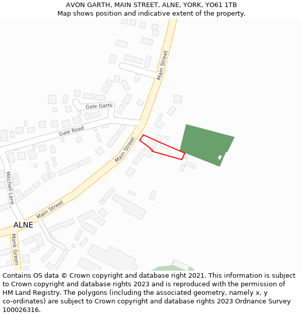 AVON GARTH, MAIN STREET, ALNE, YORK, YO61 1TB: Location map and indicative extent of plot