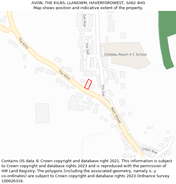 AVON, THE KILNS, LLANGWM, HAVERFORDWEST, SA62 4HG: Location map and indicative extent of plot