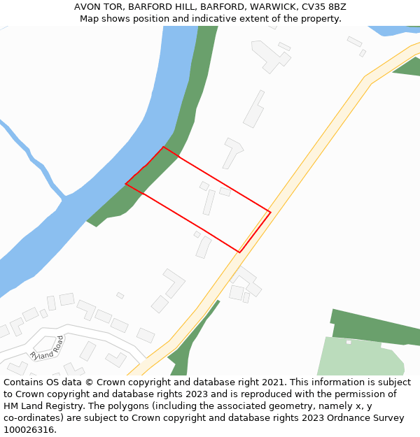 AVON TOR, BARFORD HILL, BARFORD, WARWICK, CV35 8BZ: Location map and indicative extent of plot
