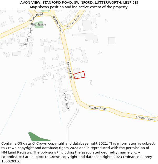 AVON VIEW, STANFORD ROAD, SWINFORD, LUTTERWORTH, LE17 6BJ: Location map and indicative extent of plot