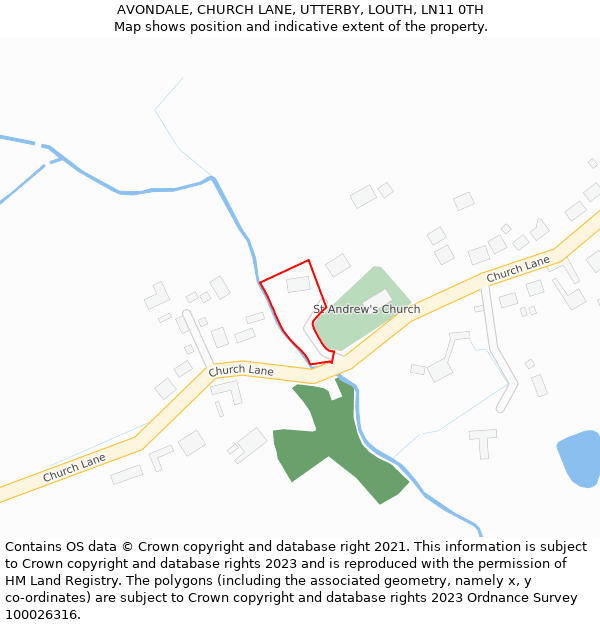 AVONDALE, CHURCH LANE, UTTERBY, LOUTH, LN11 0TH: Location map and indicative extent of plot
