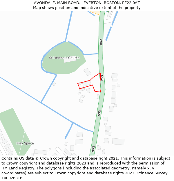 AVONDALE, MAIN ROAD, LEVERTON, BOSTON, PE22 0AZ: Location map and indicative extent of plot