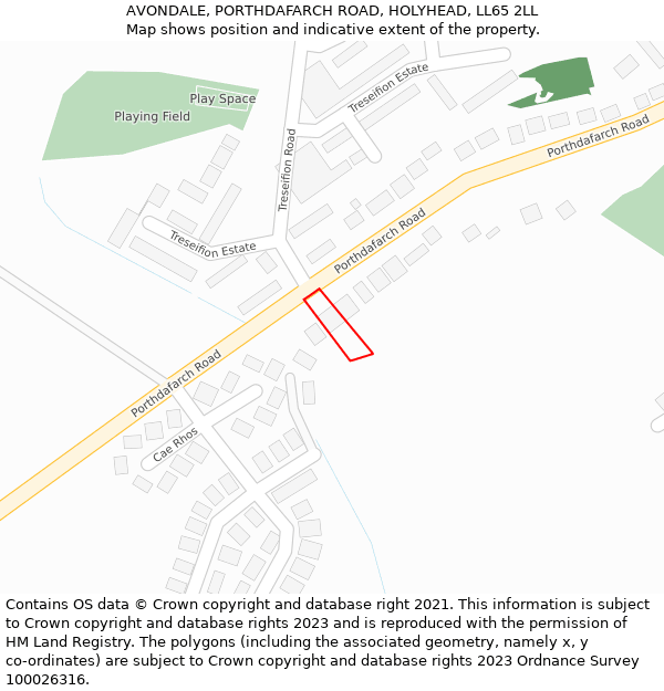 AVONDALE, PORTHDAFARCH ROAD, HOLYHEAD, LL65 2LL: Location map and indicative extent of plot