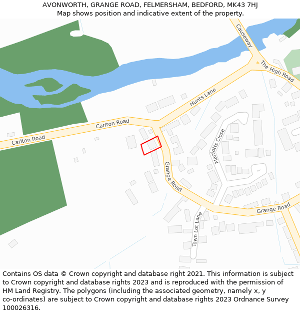 AVONWORTH, GRANGE ROAD, FELMERSHAM, BEDFORD, MK43 7HJ: Location map and indicative extent of plot