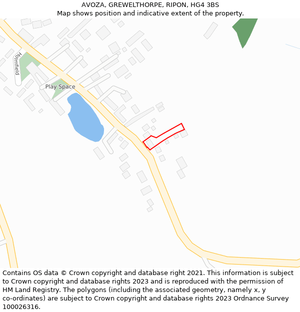 AVOZA, GREWELTHORPE, RIPON, HG4 3BS: Location map and indicative extent of plot