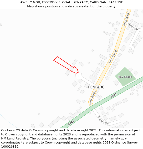 AWEL Y MOR, FFORDD Y BLODAU, PENPARC, CARDIGAN, SA43 1SF: Location map and indicative extent of plot