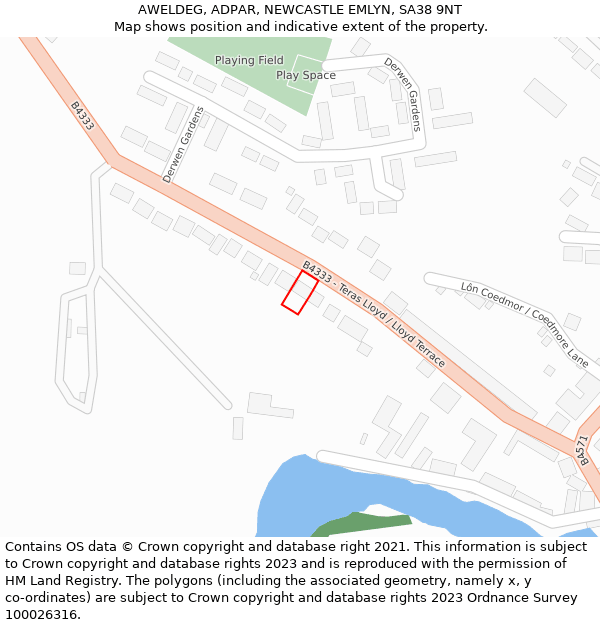 AWELDEG, ADPAR, NEWCASTLE EMLYN, SA38 9NT: Location map and indicative extent of plot