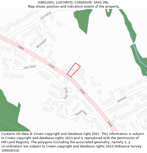 AWELDEG, LLECHRYD, CARDIGAN, SA43 2NL: Location map and indicative extent of plot