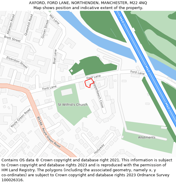 AXFORD, FORD LANE, NORTHENDEN, MANCHESTER, M22 4NQ: Location map and indicative extent of plot