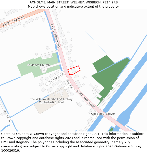 AXHOLME, MAIN STREET, WELNEY, WISBECH, PE14 9RB: Location map and indicative extent of plot