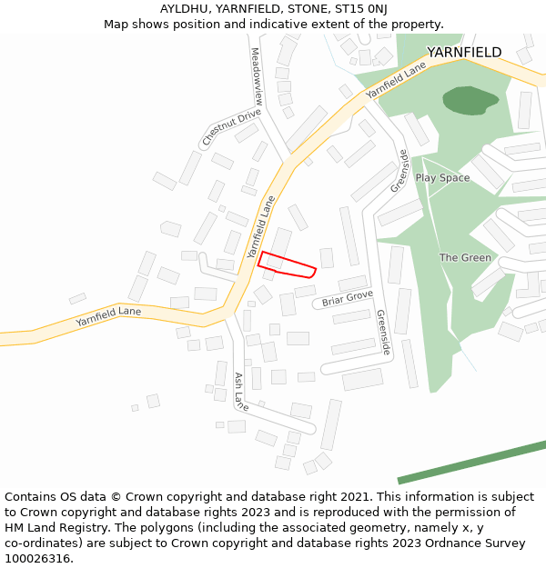 AYLDHU, YARNFIELD, STONE, ST15 0NJ: Location map and indicative extent of plot