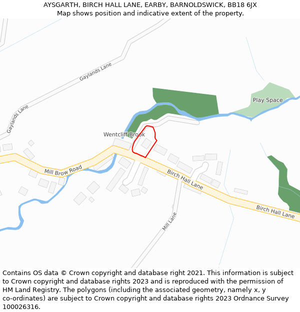 AYSGARTH, BIRCH HALL LANE, EARBY, BARNOLDSWICK, BB18 6JX: Location map and indicative extent of plot