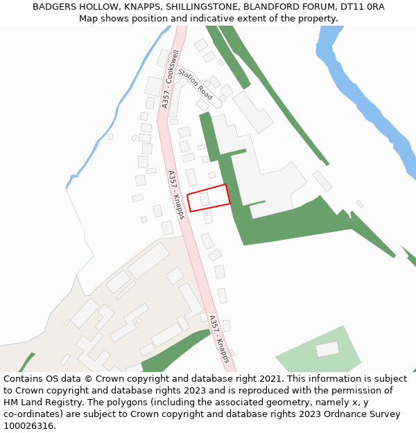 BADGERS HOLLOW, KNAPPS, SHILLINGSTONE, BLANDFORD FORUM, DT11 0RA: Location map and indicative extent of plot