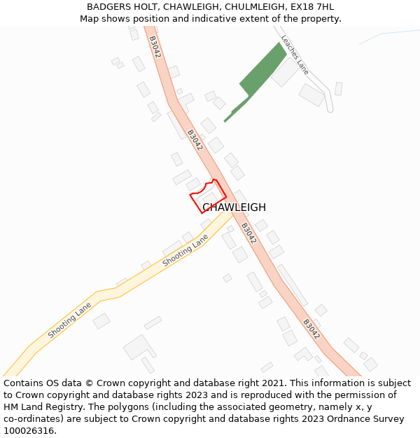 BADGERS HOLT, CHAWLEIGH, CHULMLEIGH, EX18 7HL: Location map and indicative extent of plot