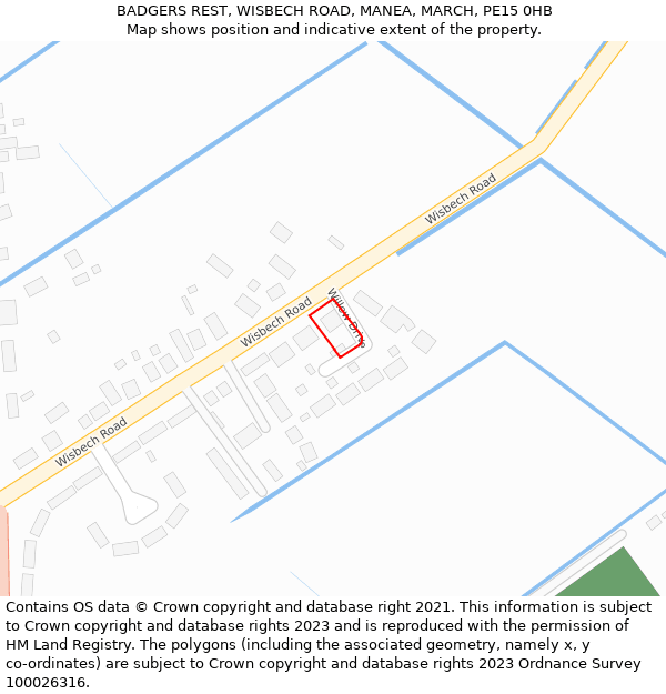 BADGERS REST, WISBECH ROAD, MANEA, MARCH, PE15 0HB: Location map and indicative extent of plot
