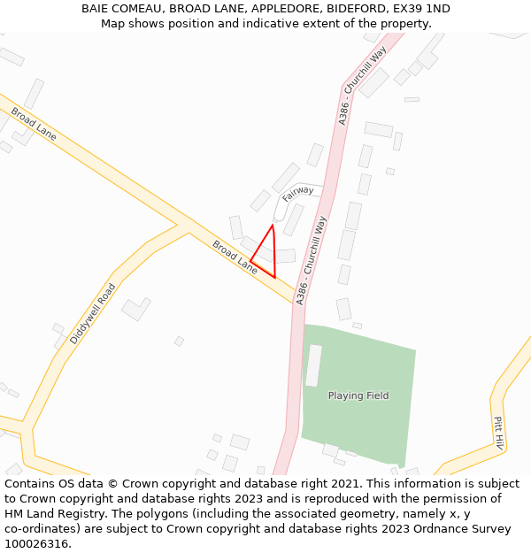 BAIE COMEAU, BROAD LANE, APPLEDORE, BIDEFORD, EX39 1ND: Location map and indicative extent of plot