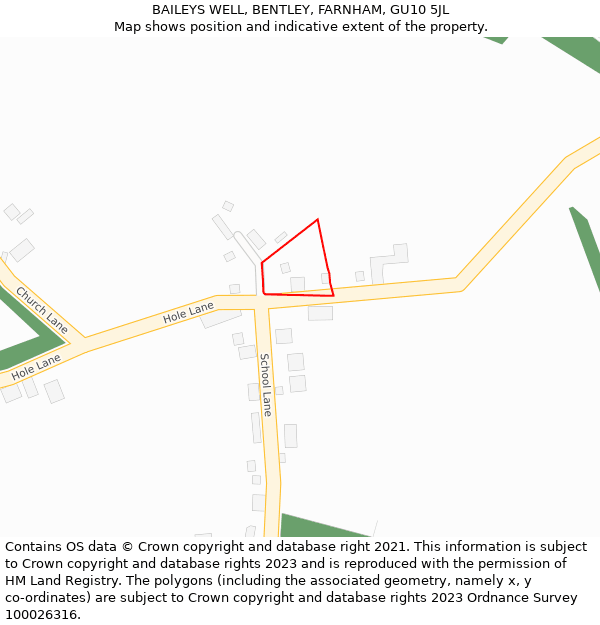 BAILEYS WELL, BENTLEY, FARNHAM, GU10 5JL: Location map and indicative extent of plot