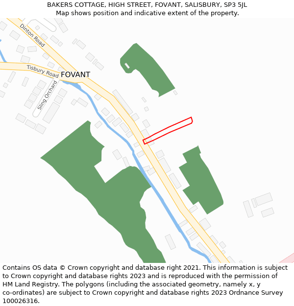 BAKERS COTTAGE, HIGH STREET, FOVANT, SALISBURY, SP3 5JL: Location map and indicative extent of plot