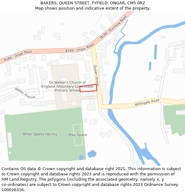 BAKERS, QUEEN STREET, FYFIELD, ONGAR, CM5 0RZ: Location map and indicative extent of plot