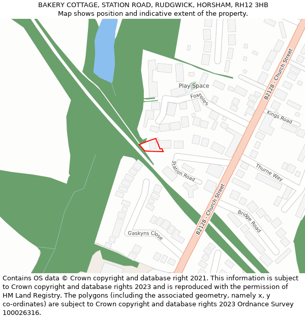 BAKERY COTTAGE, STATION ROAD, RUDGWICK, HORSHAM, RH12 3HB: Location map and indicative extent of plot