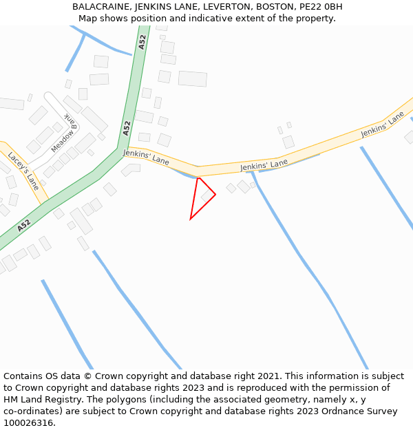 BALACRAINE, JENKINS LANE, LEVERTON, BOSTON, PE22 0BH: Location map and indicative extent of plot