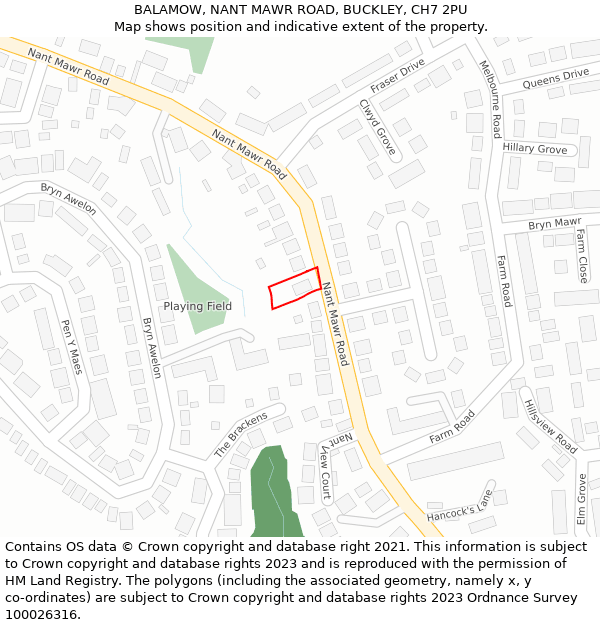 BALAMOW, NANT MAWR ROAD, BUCKLEY, CH7 2PU: Location map and indicative extent of plot