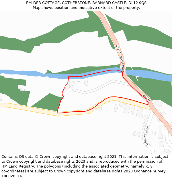 BALDER COTTAGE, COTHERSTONE, BARNARD CASTLE, DL12 9QS: Location map and indicative extent of plot