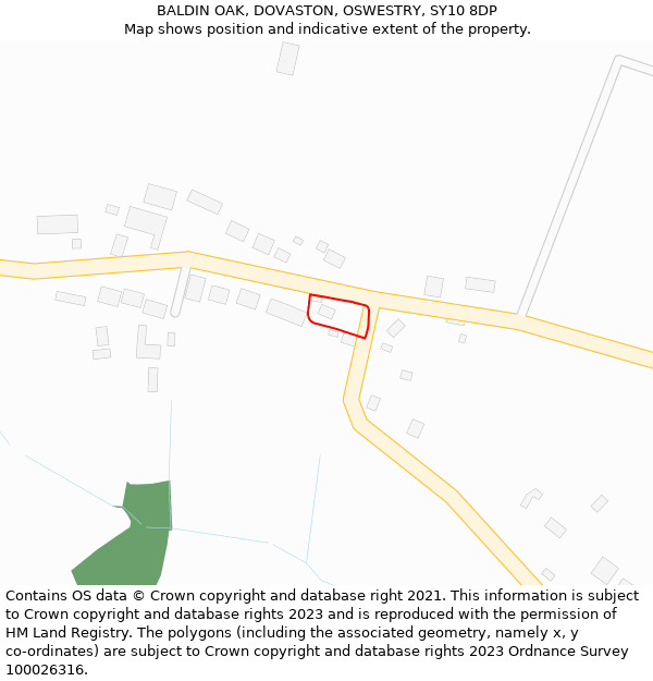 BALDIN OAK, DOVASTON, OSWESTRY, SY10 8DP: Location map and indicative extent of plot