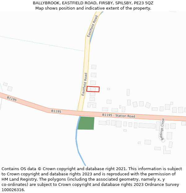 BALLYBROOK, EASTFIELD ROAD, FIRSBY, SPILSBY, PE23 5QZ: Location map and indicative extent of plot