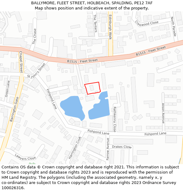 BALLYMORE, FLEET STREET, HOLBEACH, SPALDING, PE12 7AF: Location map and indicative extent of plot