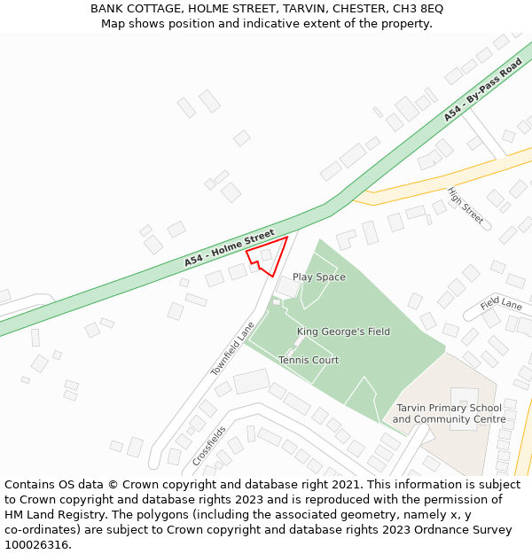 BANK COTTAGE, HOLME STREET, TARVIN, CHESTER, CH3 8EQ: Location map and indicative extent of plot