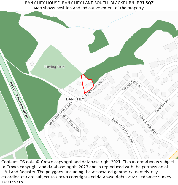 BANK HEY HOUSE, BANK HEY LANE SOUTH, BLACKBURN, BB1 5QZ: Location map and indicative extent of plot