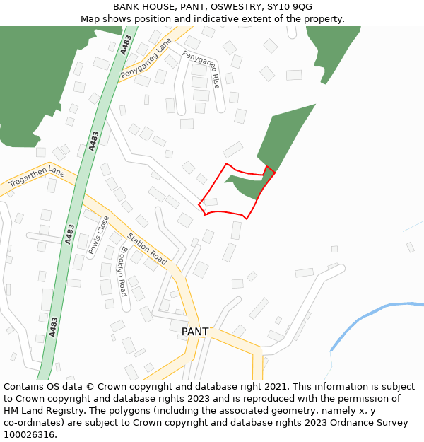 BANK HOUSE, PANT, OSWESTRY, SY10 9QG: Location map and indicative extent of plot