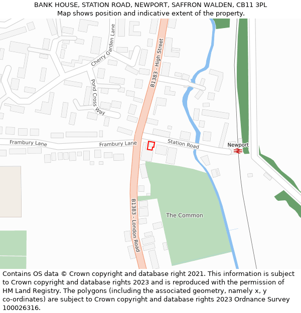 BANK HOUSE, STATION ROAD, NEWPORT, SAFFRON WALDEN, CB11 3PL: Location map and indicative extent of plot