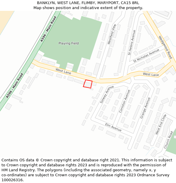 BANKLYN, WEST LANE, FLIMBY, MARYPORT, CA15 8RL: Location map and indicative extent of plot