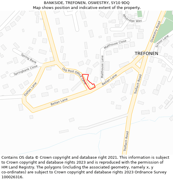 BANKSIDE, TREFONEN, OSWESTRY, SY10 9DQ: Location map and indicative extent of plot