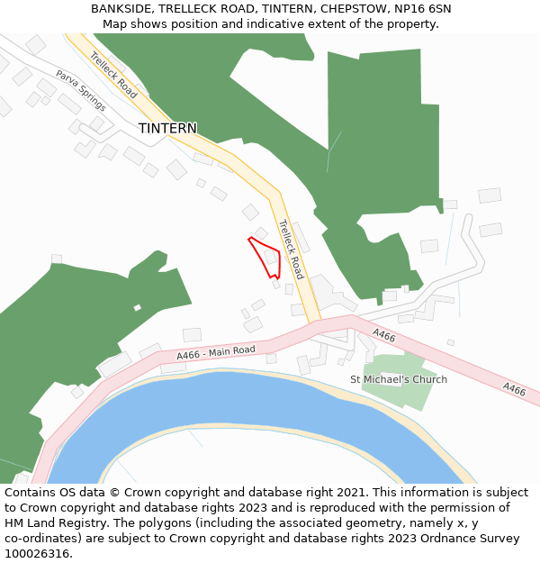 BANKSIDE, TRELLECK ROAD, TINTERN, CHEPSTOW, NP16 6SN: Location map and indicative extent of plot