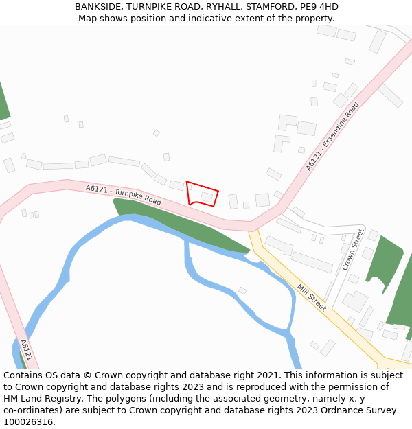 BANKSIDE, TURNPIKE ROAD, RYHALL, STAMFORD, PE9 4HD: Location map and indicative extent of plot