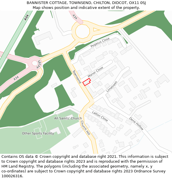 BANNISTER COTTAGE, TOWNSEND, CHILTON, DIDCOT, OX11 0SJ: Location map and indicative extent of plot