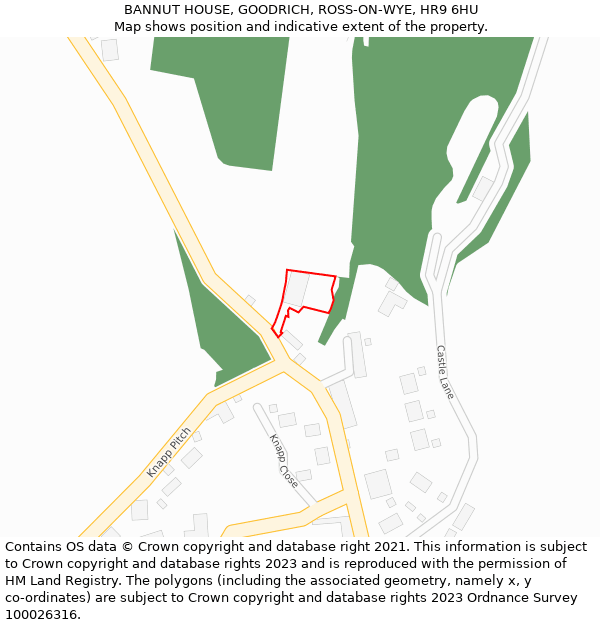 BANNUT HOUSE, GOODRICH, ROSS-ON-WYE, HR9 6HU: Location map and indicative extent of plot