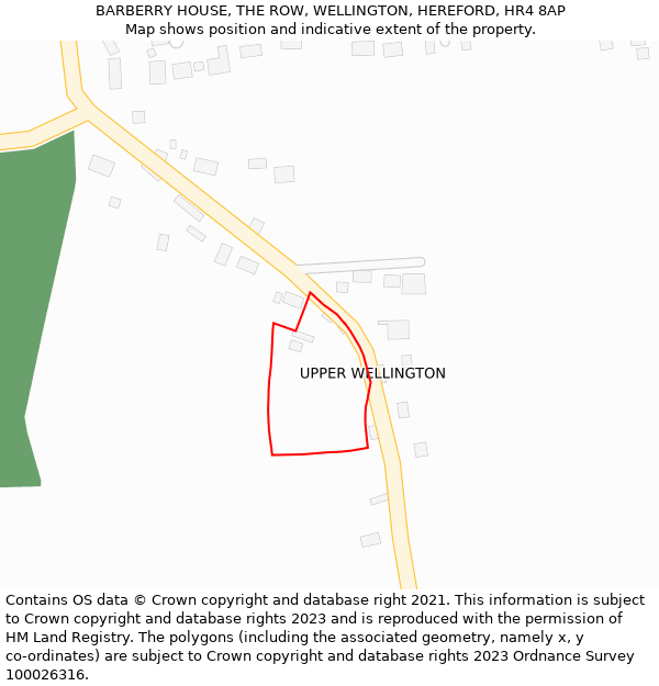 BARBERRY HOUSE, THE ROW, WELLINGTON, HEREFORD, HR4 8AP: Location map and indicative extent of plot