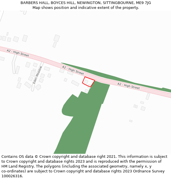 BARBERS HALL, BOYCES HILL, NEWINGTON, SITTINGBOURNE, ME9 7JG: Location map and indicative extent of plot
